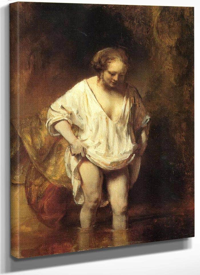 Hendrickje Bathing In A River, 1654 By Rembrandt Fine Art Print