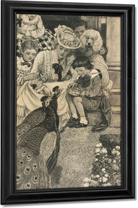 Here Are The Peacocks Coming To Be Fed By Alice Barber Stephens Fine Art Print