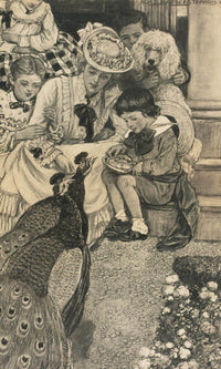 Here Are The Peacocks Coming To Be Fed By Alice Barber Stephens Fine Art Print