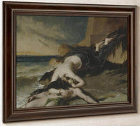 Hero, Having Thrown Herself From The Tower At The Sight Of Leander Drowned, Dies On His Body By William Etty Fine Art Print
