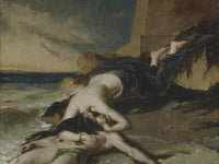 Hero, Having Thrown Herself From The Tower At The Sight Of Leander Drowned, Dies On His Body By William Etty Fine Art Print
