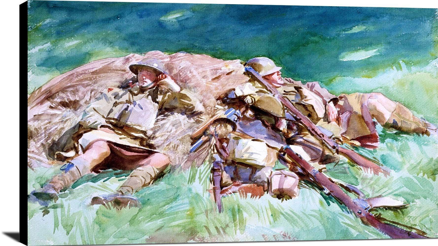 Highlanders Resting At The Front Painting John Singer Sargent Canvas Art Fine Art Print
