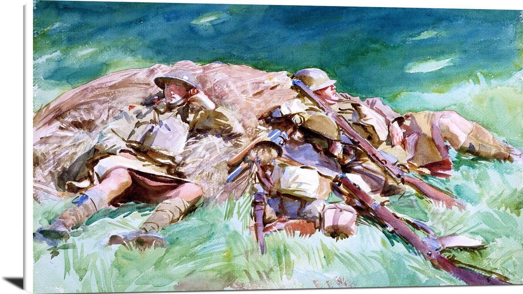 Highlanders Resting At The Front Painting John Singer Sargent Canvas Art Fine Art Print