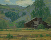 Hillside Wildflowers With Barn By William Wendt Fine Art Print