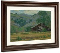Hillside Wildflowers With Barn By William Wendt Fine Art Print