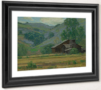 Hillside Wildflowers With Barn By William Wendt Fine Art Print