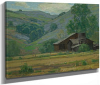 Hillside Wildflowers With Barn By William Wendt Fine Art Print