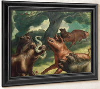 Hogs Killing A Snake By John Steuart Curry Fine Art Print