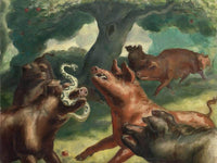 Hogs Killing A Snake By John Steuart Curry Fine Art Print