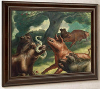 Hogs Killing A Snake By John Steuart Curry Fine Art Print