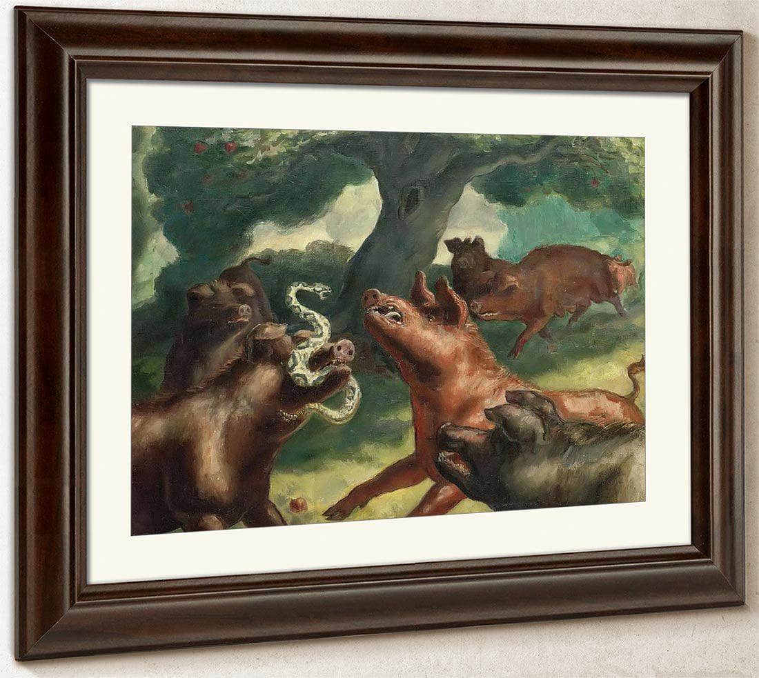 Hogs Killing A Snake By John Steuart Curry Fine Art Print