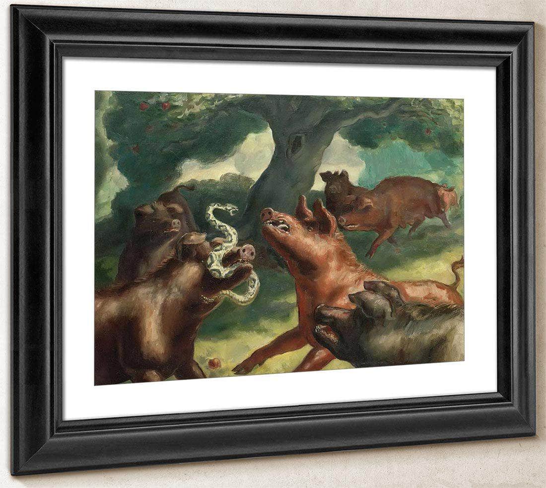Hogs Killing A Snake By John Steuart Curry Fine Art Print