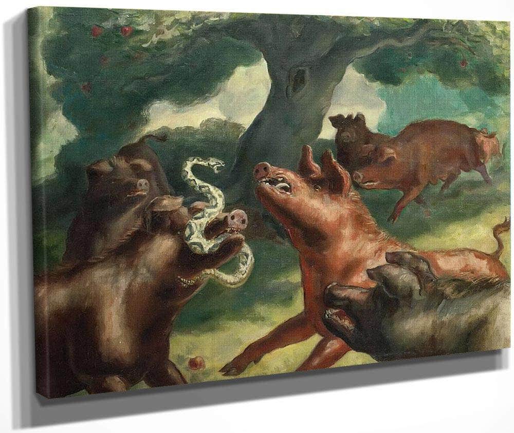Hogs Killing A Snake By John Steuart Curry Fine Art Print