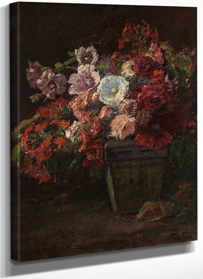 Hollyhocks (Vase Of Flowers) By Theodore Clement Steele Fine Art Print