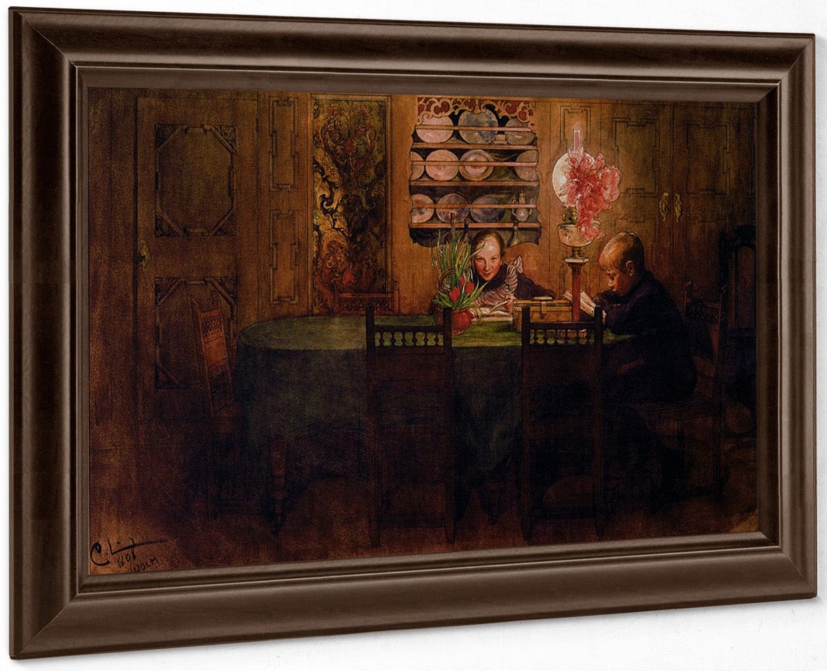 Homework By Carl Larsson Fine Art Print
