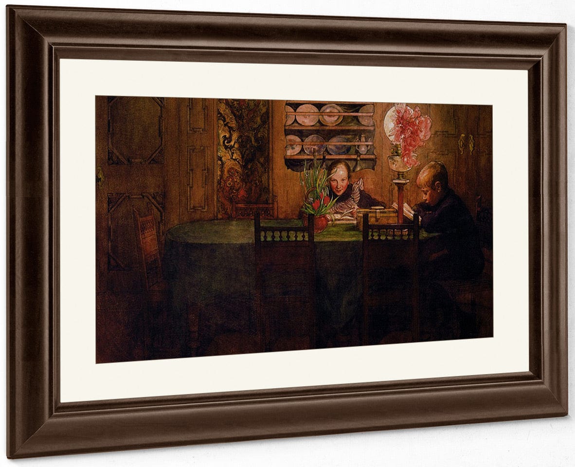 Homework By Carl Larsson Fine Art Print