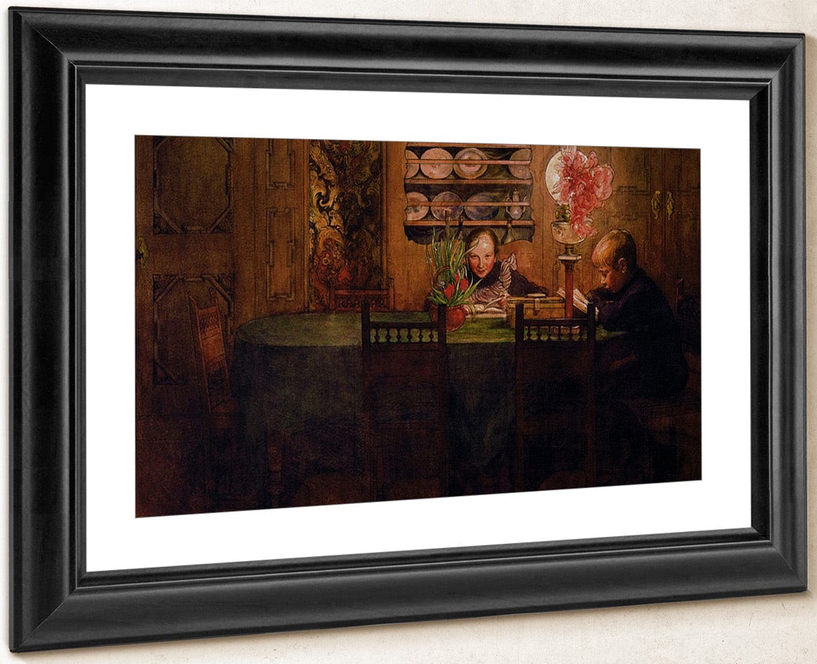 Homework By Carl Larsson Fine Art Print