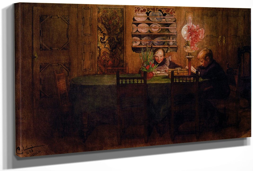 Homework By Carl Larsson Fine Art Print