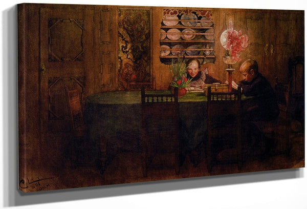 Homework By Carl Larsson Fine Art Print