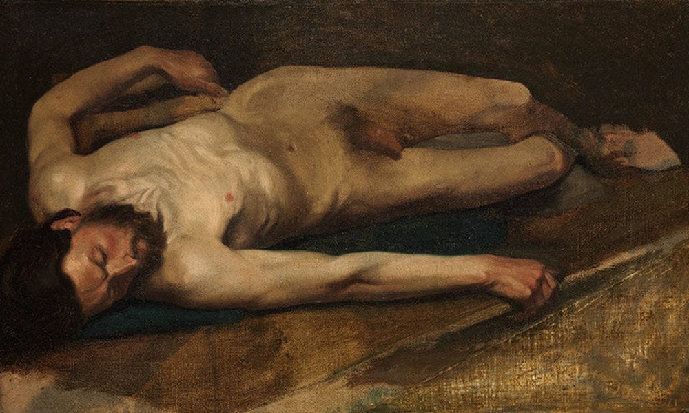 Homme Nu Couche By Edgar Degas Fine Art Print
