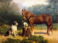 Horse And Two Dogs In A Landscape By Henry Ossawa Tanner Fine Art Print
