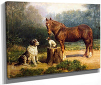 Horse And Two Dogs In A Landscape By Henry Ossawa Tanner Fine Art Print