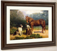 Horse And Two Dogs In A Landscape By Henry Ossawa Tanner Fine Art Print