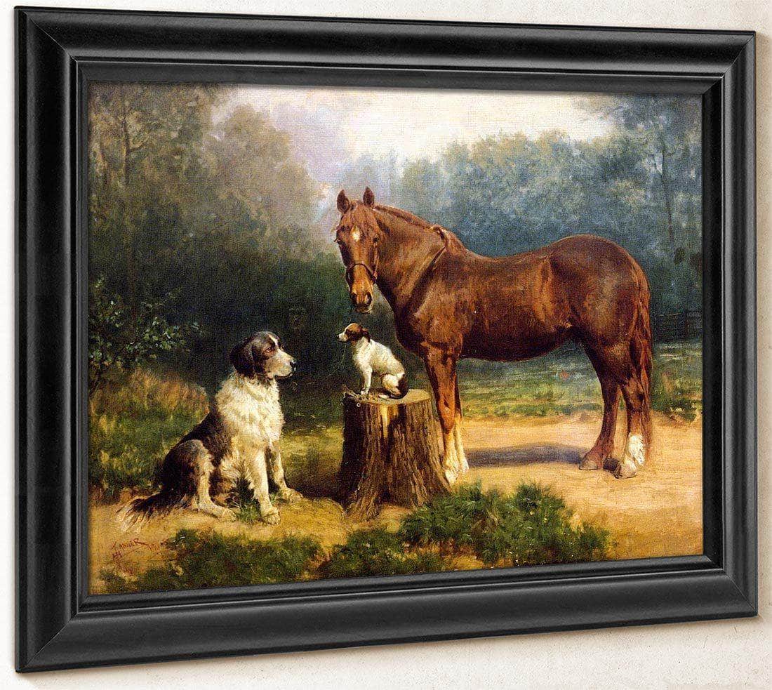Horse And Two Dogs In A Landscape By Henry Ossawa Tanner Fine Art Print