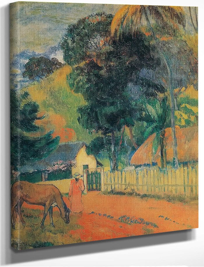 Horse On The Road By Paul Gauguin Fine Art Print