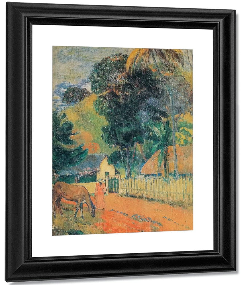 Horse On The Road By Paul Gauguin Fine Art Print
