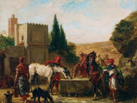 Horses At A Fountain By Eugene Delacroix Fine Art Print