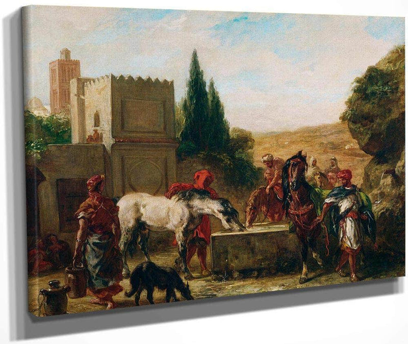 Horses At A Fountain By Eugene Delacroix Fine Art Print