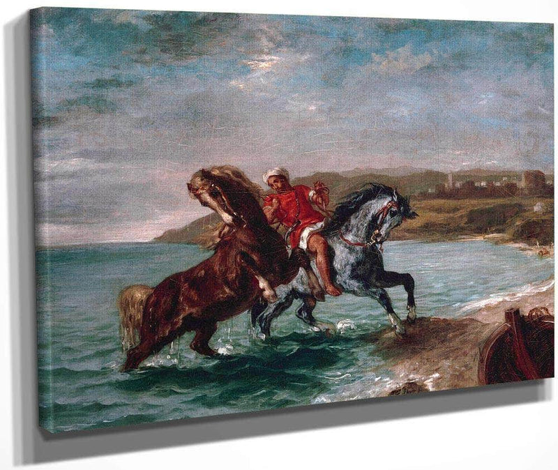 Horses Coming Out Of The Sea By Eugene Delacroix Fine Art Print