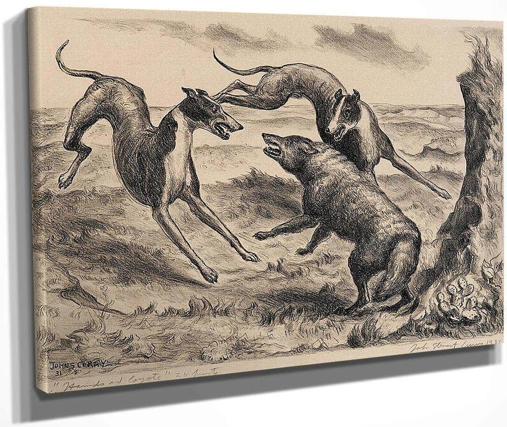 Hounds And Coyote (C. 12), 1931 By John Steuart Curry Fine Art Print