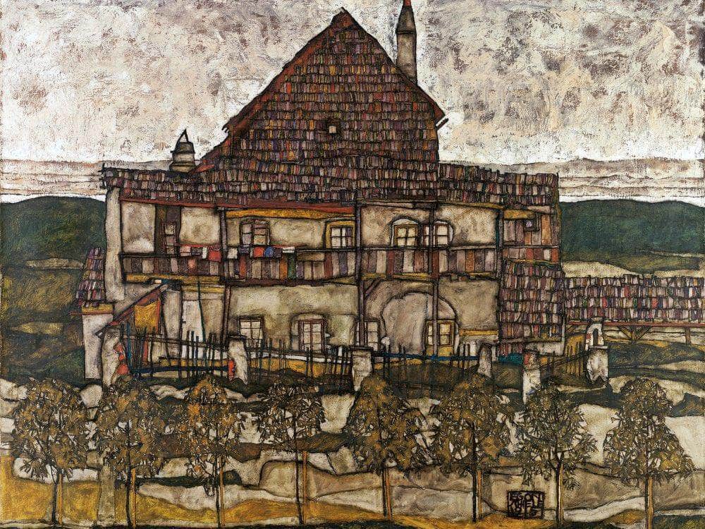 House With Shingle Roof (Old House Ii) By Egon Schiele Fine Art Print