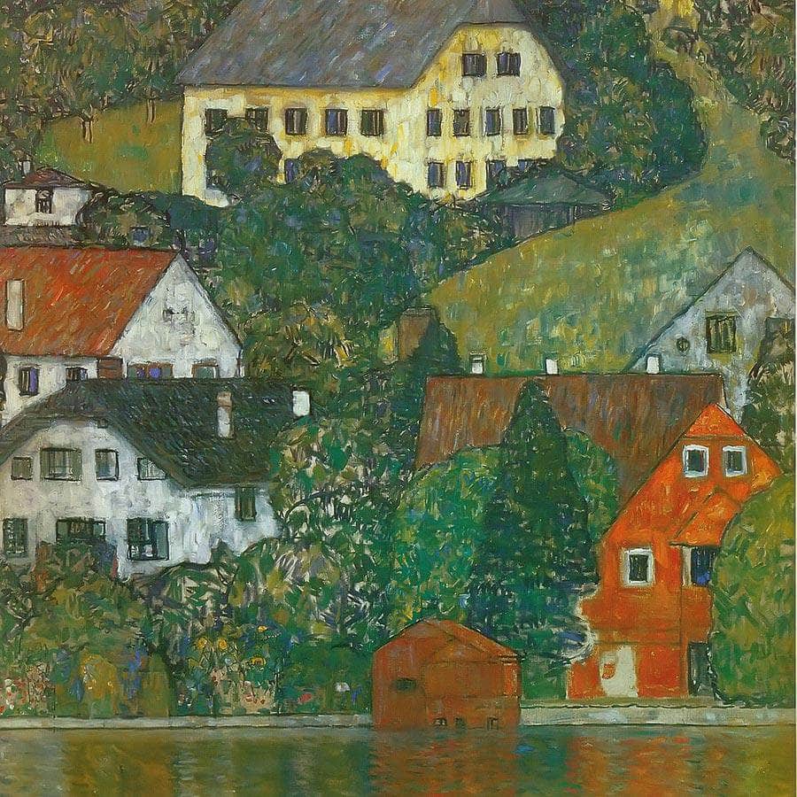 Houses At Unterach On The Attersee By Gustav Klimt Fine Art Print