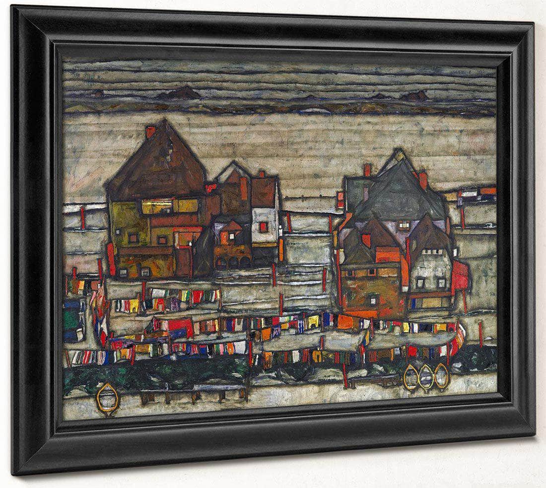 Houses With Laundry Seeburg Ha User Mit Bunter Wa Sche 1914 Pc By Egon Schiele Fine Art Print