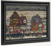 Houses With Laundry Seeburg Ha User Mit Bunter Wa Sche 1914 Pc By Egon Schiele Fine Art Print