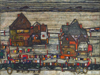 Houses With Laundry Seeburg Ha User Mit Bunter Wa Sche 1914 Pc By Egon Schiele Fine Art Print