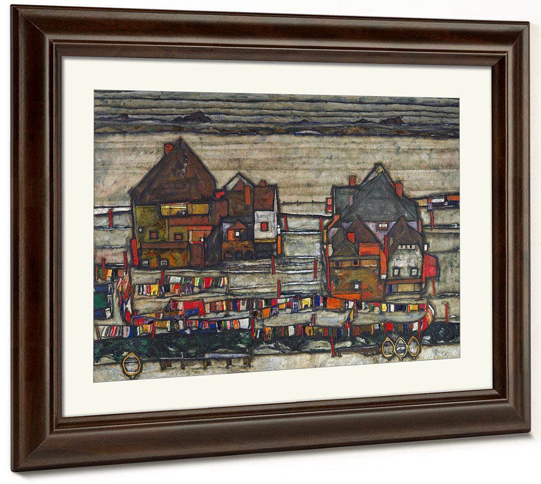 Houses With Laundry Seeburg Ha User Mit Bunter Wa Sche 1914 Pc By Egon Schiele Fine Art Print