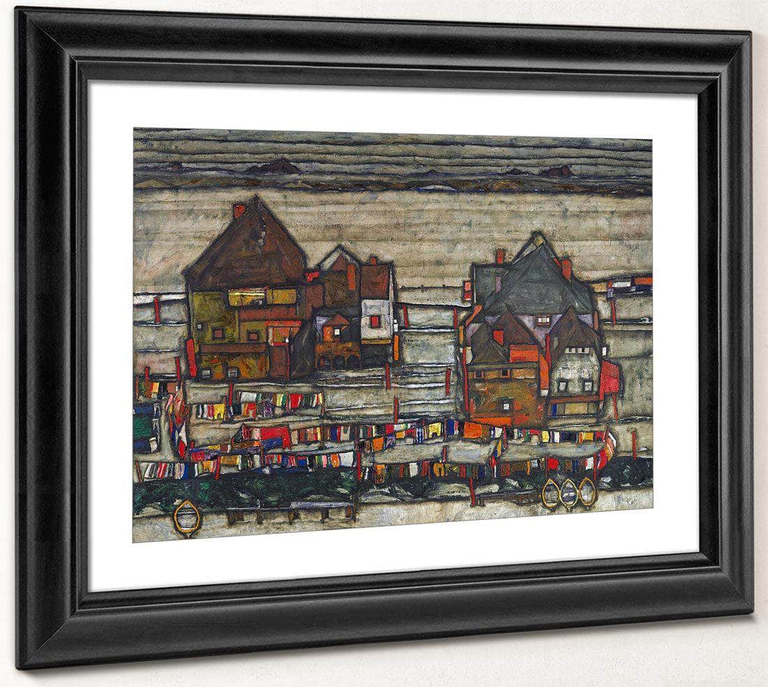 Houses With Laundry Seeburg Ha User Mit Bunter Wa Sche 1914 Pc By Egon Schiele Fine Art Print