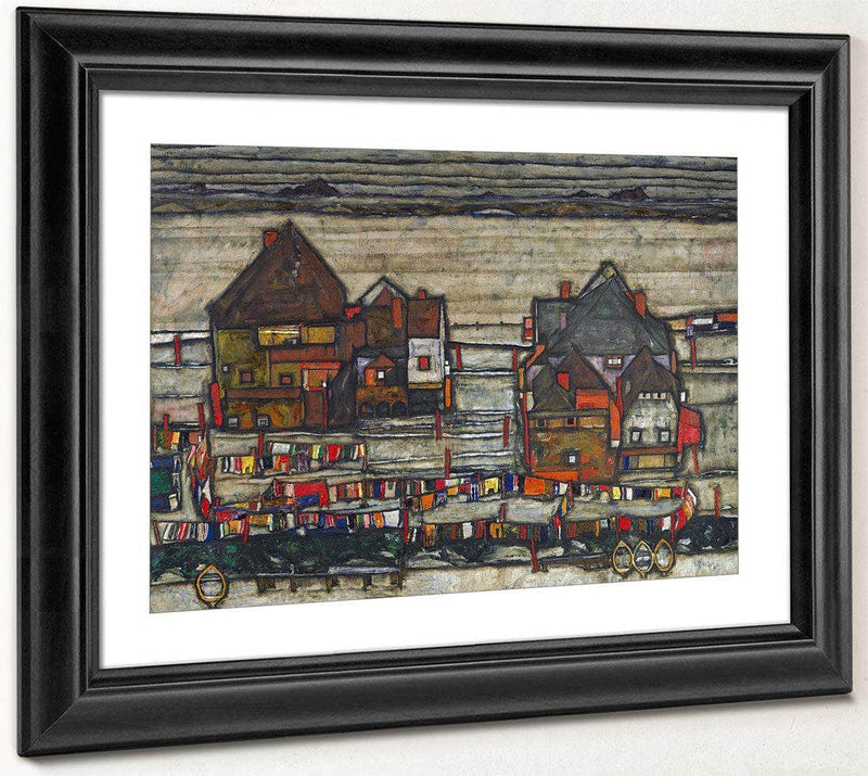 Houses With Laundry Seeburg Ha User Mit Bunter Wa Sche 1914 Pc By Egon Schiele Fine Art Print