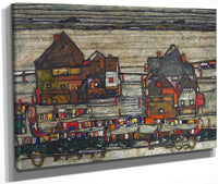 Houses With Laundry Seeburg Ha User Mit Bunter Wa Sche 1914 Pc By Egon Schiele Fine Art Print