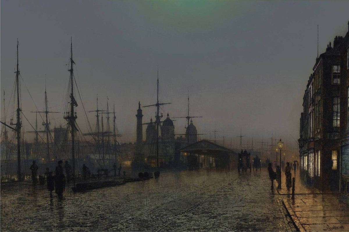 Hull Docks At Night Painting John Atkinson Grimshaw Canvas Art Fine Art Print