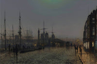 Hull Docks At Night Painting John Atkinson Grimshaw Canvas Art Fine Art Print