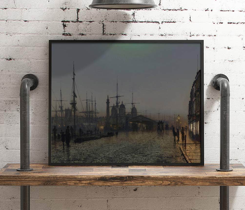 Hull Docks At Night Painting John Atkinson Grimshaw Canvas Art Fine Art Print