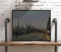 Hull Docks At Night Painting John Atkinson Grimshaw Canvas Art Fine Art Print
