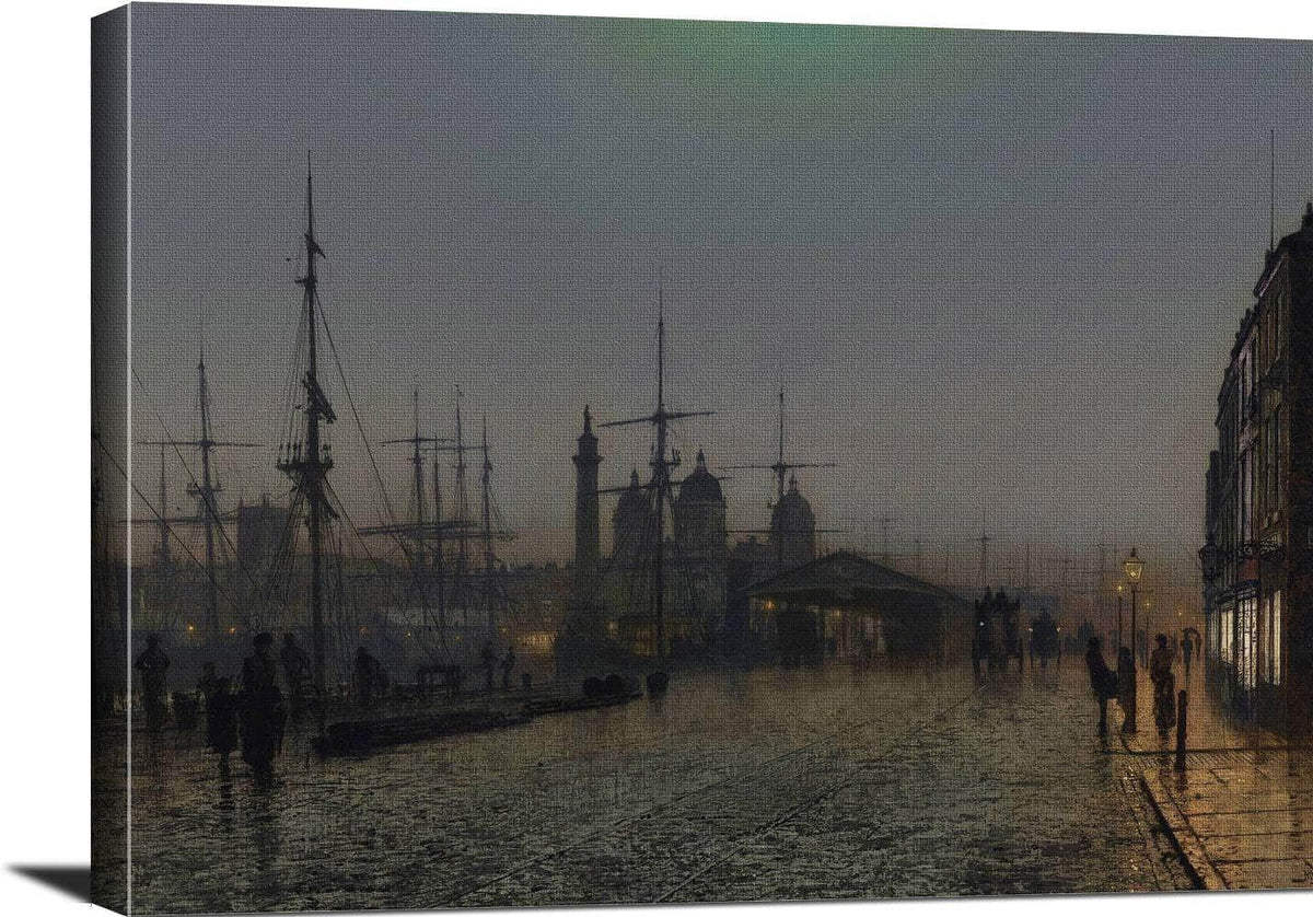 Hull Docks At Night Painting John Atkinson Grimshaw Canvas Art Fine Art Print