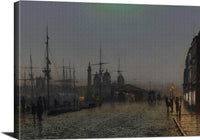 Hull Docks At Night Painting John Atkinson Grimshaw Canvas Art Fine Art Print
