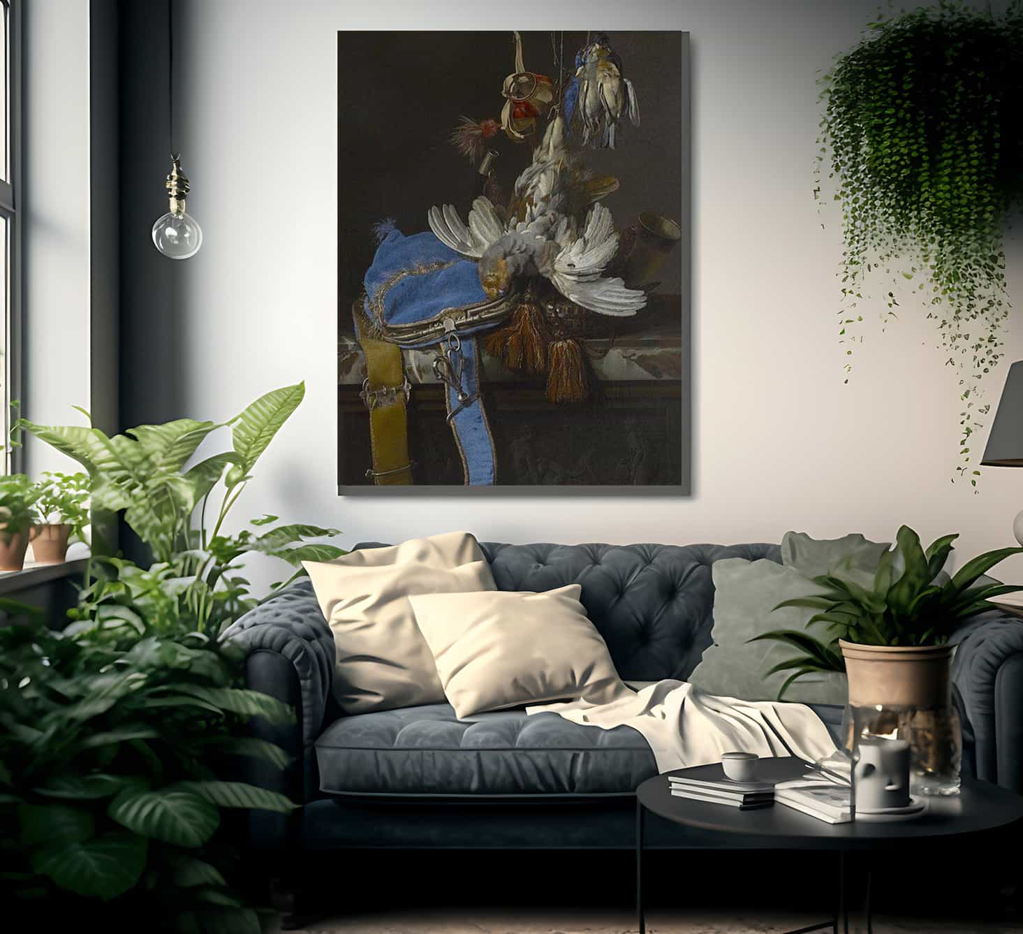 Hunt Still Life With A Velvet Bag On A Marble Ledge By Willem Van Aelst Fine Art Print